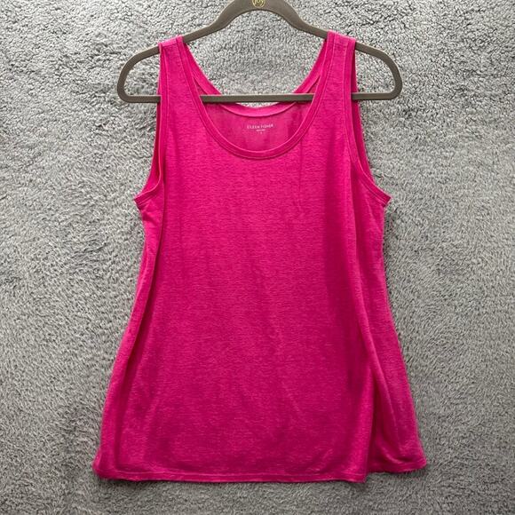 Eileen Fisher Women's Small 100% Linen Pink Tank Top Beach Resort Tropical Style - Picture 1 of 7